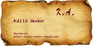 Kálló Andor névjegykártya